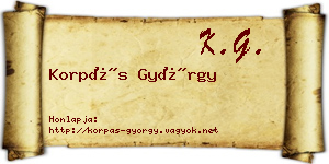 Korpás György névjegykártya